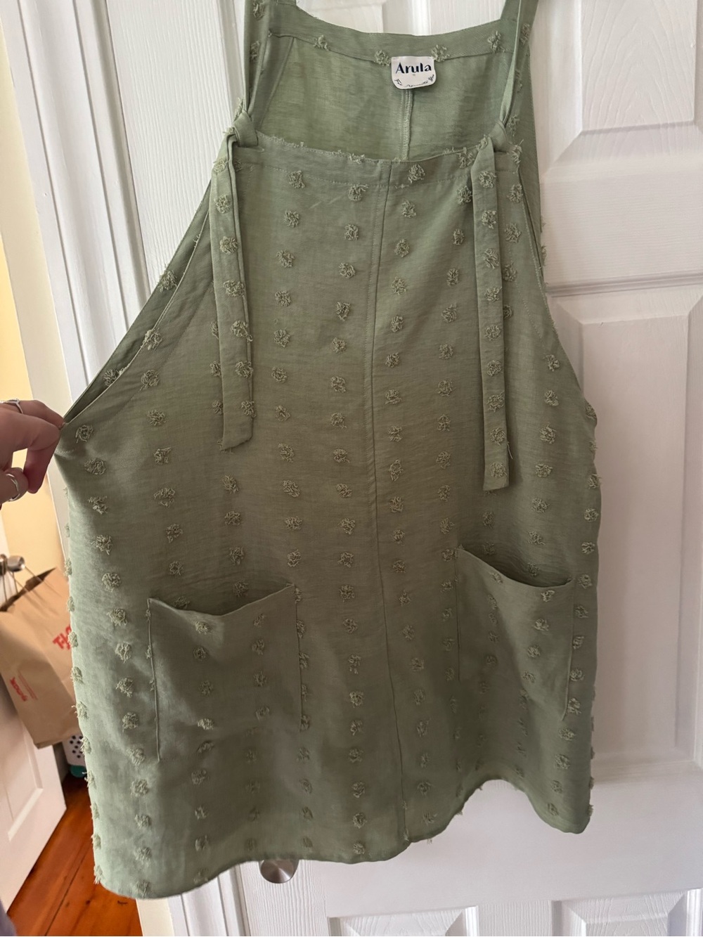 ARULA Light Sage Green Linen-Texture Pinafore - Picture 3 of 3